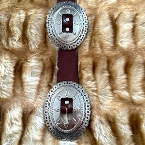 NWT Rebecca Minkoff Silver Concho Belt with Brown Leather size M